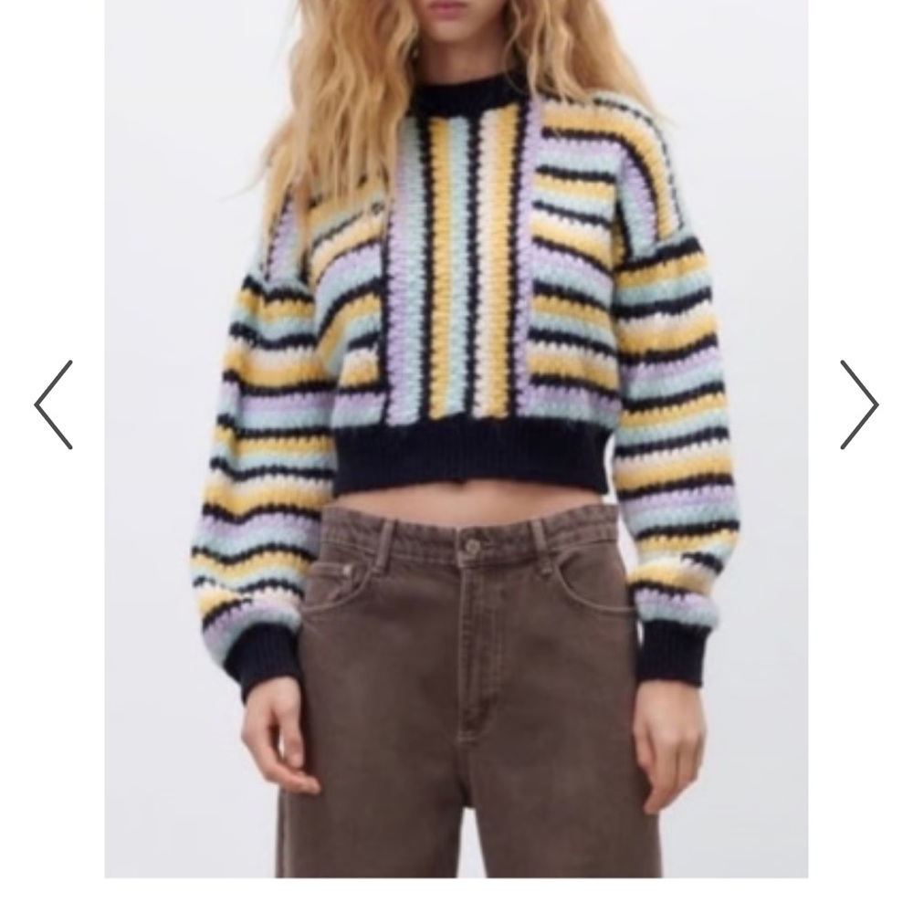 ZARA Striped Cropped Sweater